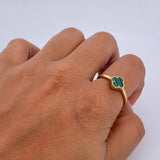 Anillo Trebol 2gr / T6 3/4 / Malaquita Verde Oro Amarillo 18K &