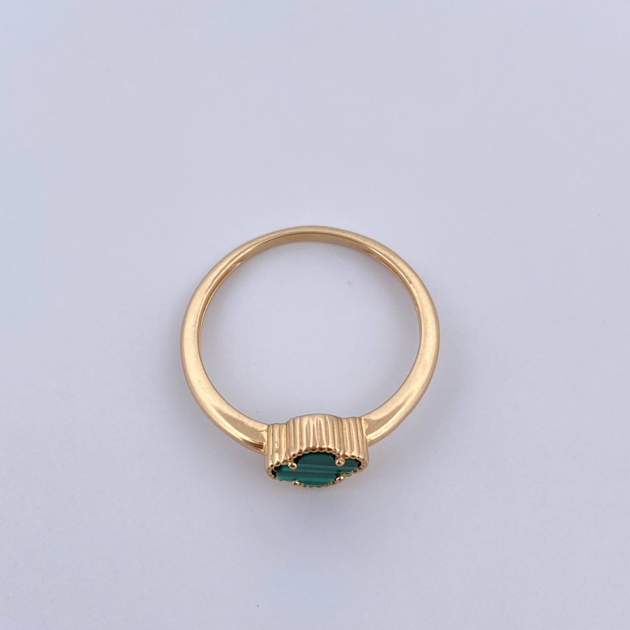 Anillo Trebol 2gr / T6 3/4 / Malaquita Verde Oro Amarillo 18K &