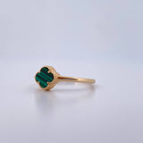 Anillo Trebol 2gr / T6 3/4 / Malaquita Verde Oro Amarillo 18K &