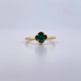 Anillo Trebol 2gr / T6 3/4 / Malaquita Verde Oro Amarillo 18K &