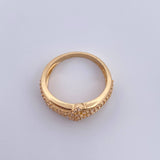 Anillo Linea Invertida 3.25gr / T7 1/2 / Flor Circones Blancos Oro Amarillo 18K &