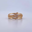 Anillo Linea Invertida 3.25gr / T7 1/2 / Flor Circones Blancos Oro Amarillo 18K &