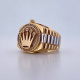 Anillo Corona RX 12.65gr / T10/ Circones Blancos Dos Oros Amarillo Blanco 18K &