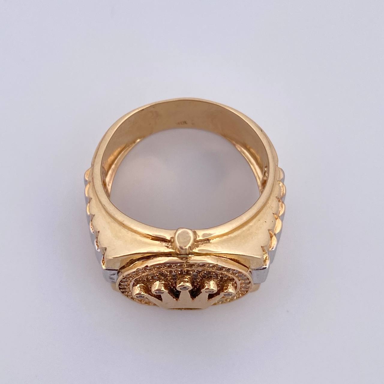 Anillo Corona RX 12.65gr / T10/ Circones Blancos Dos Oros Amarillo Blanco 18K &