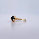 Anillo Trebol 1.9gr / T6 3/4 / Onix Negro Oro Amarillo 18K &