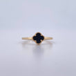 Anillo Trebol 1.9gr / T6 3/4 / Onix Negro Oro Amarillo 18K &