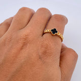 Anillo Trebol 2.65gr / T7 1/4 / Cubano Onix Negro Oro Amarillo 18K &