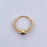 Anillo Trebol 2.65gr / T7 1/4 / Cubano Onix Negro Oro Amarillo 18K &