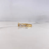 Anillo Solitario Puente 2.55gr / T6 1/2 / Circones Blancos Dos Oros Amarillo Blanco 18K $