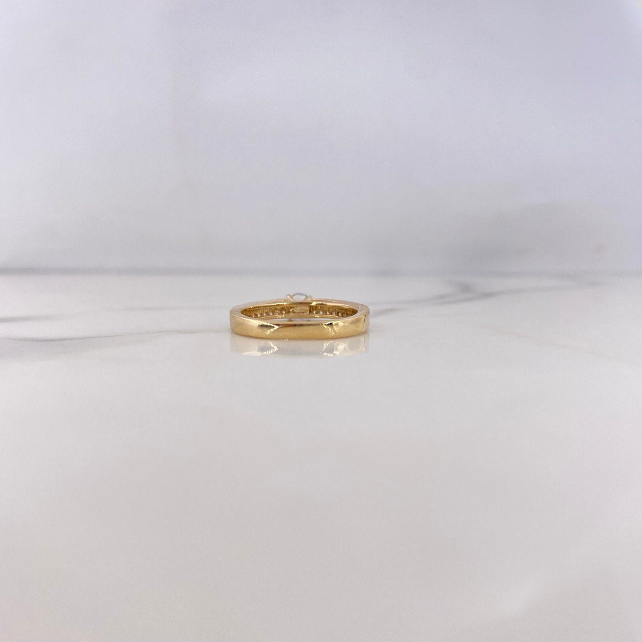 Anillo Solitario Puente 3.2gr / T7 / Circones Blancos Oro Amarillo 18K #