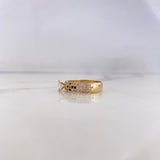 Anillo Solitario Tupido 3.15gr / T6 3/4 / Circones Blancos Verdes Oro Amarillo 18K #