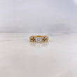 Anillo Solitario Tupido 3.15gr / T6 3/4 / Circones Blancos Verdes Oro Amarillo 18K #