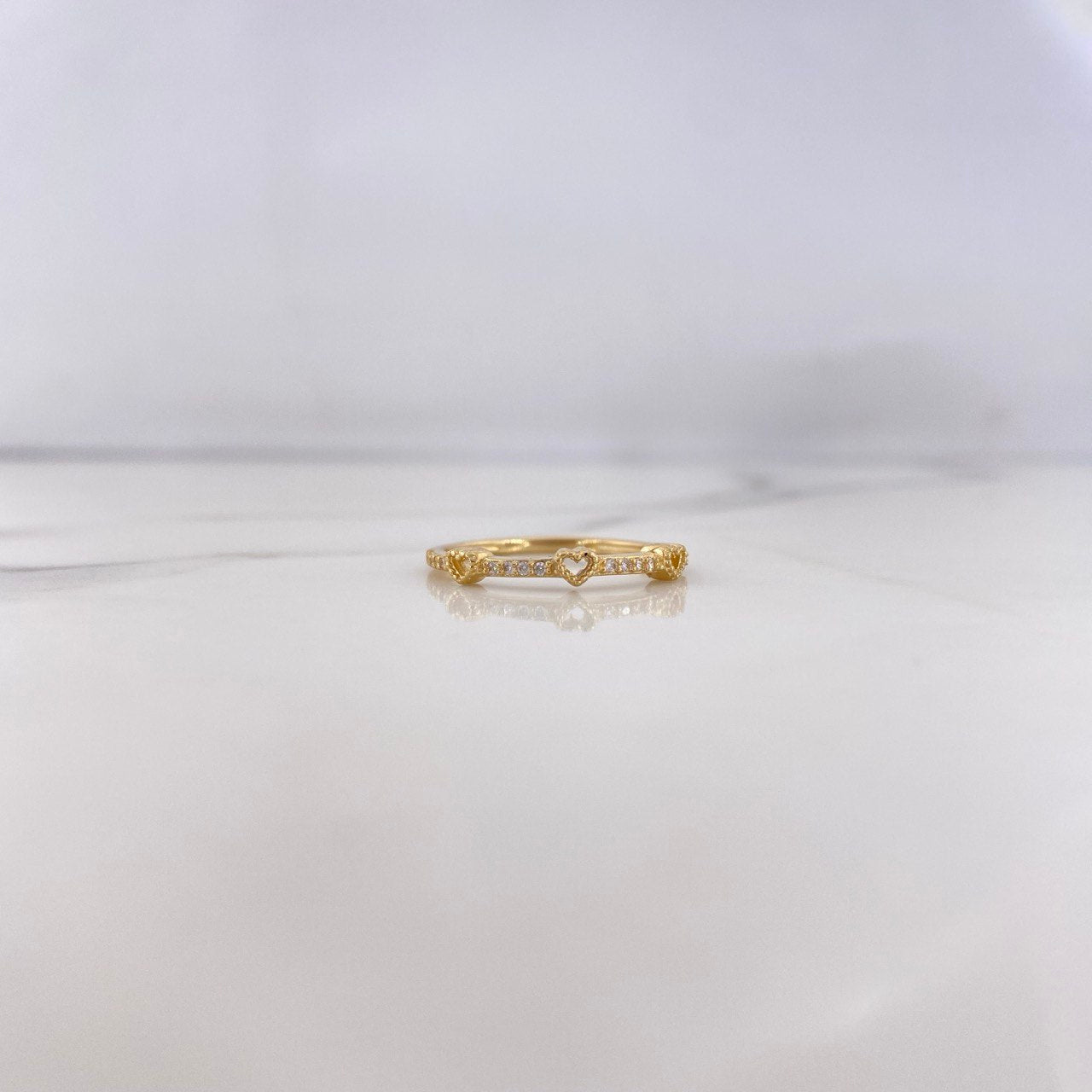 Anillo Churumbela Corazones 1.8gr / T7 / Circones Blancos Oro Amarillo 18K $
