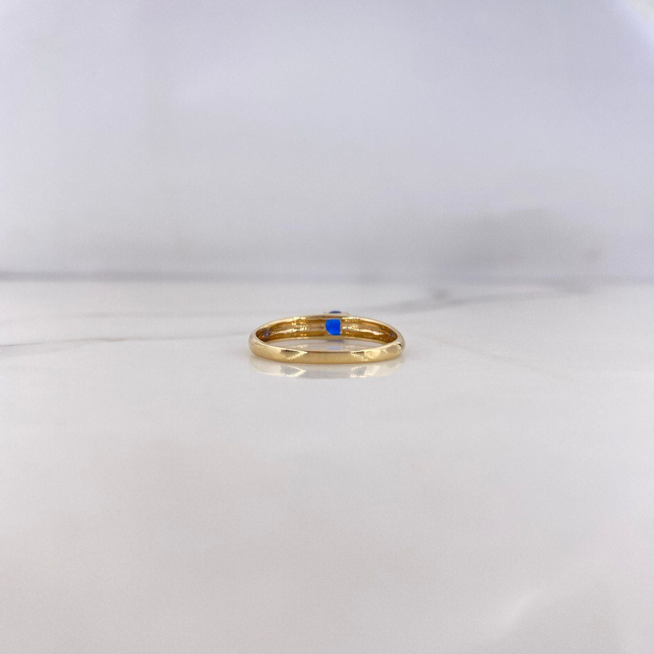 Anillo Solitario 1.65gr / T7 1/2 / Circon Azul Oro Amarillo 18K &