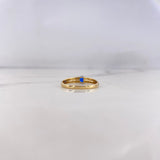 Anillo Solitario 1.65gr / T7 1/2 / Circon Azul Oro Amarillo 18K &