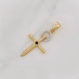 Dije Cruz Espada 3.35g / 4.3cm Dos Oros Amarillo Blanco 18K