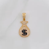 Dije Bolsa de Dinero 2.55g / 3cm Dos Oros Negro Amarillo 18K