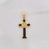 Dije Cruz San Benito 2.5g / 3.4cm Dos Oros Negro Amarillo 18K