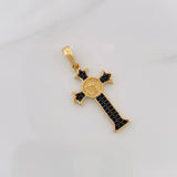 Dije Cruz San Benito 2.5g / 3.4cm Dos Oros Negro Amarillo 18K