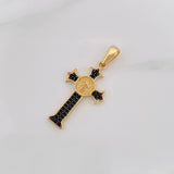Dije Cruz San Benito 2.5g / 3.4cm Dos Oros Negro Amarillo 18K