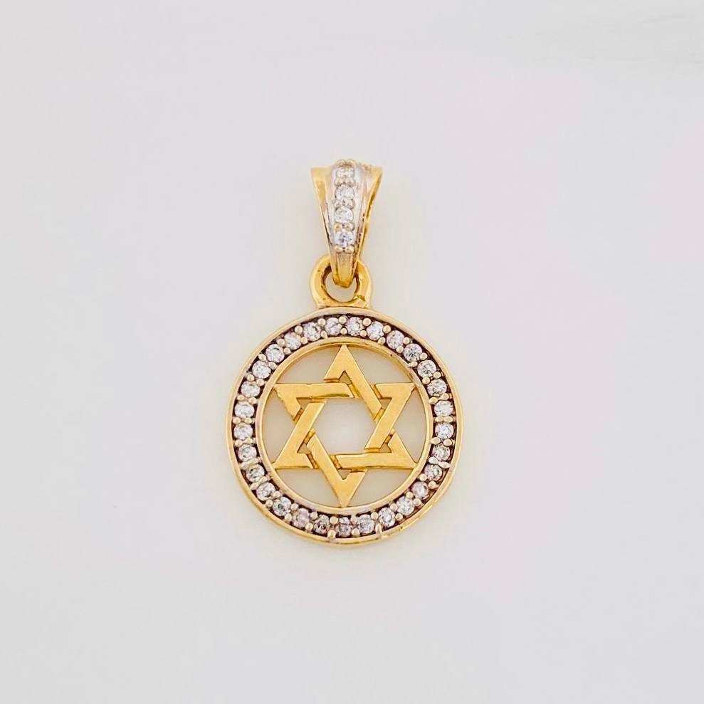 Dije Estrella de David 1.55g / 2cm  Dos Oros Amarillo Blanco 18K