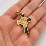 Dije Cruz Rostro de Cristo 6.95g / 4.2cm Dos Oros Negro Amarillo 18K