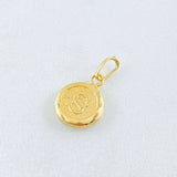 Dije Letra S Circulo Texturizado 0.4gr / 1.5cm / Oro Amarillo 18K *