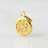 Dije Letra S Circulo Texturizado 0.4gr / 1.5cm / Oro Amarillo 18K ©