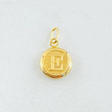 Dije Letra E Circulo Texturizado 0.4gr / 1.5cm / Oro Amarillo 18K *