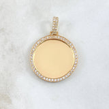 Dije Placa Marco Circular 10gr / 4cm / Circones Blancos Oro Amarillo 18K
