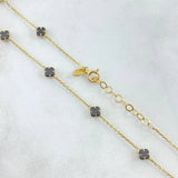 Cadena Aro Seguido Treból VCyA Gradual 5.1gr / 42.5cm-45.5cm / 0.7mm Onix Negro 17und Oro Amarillo Nac.Esp. 18K