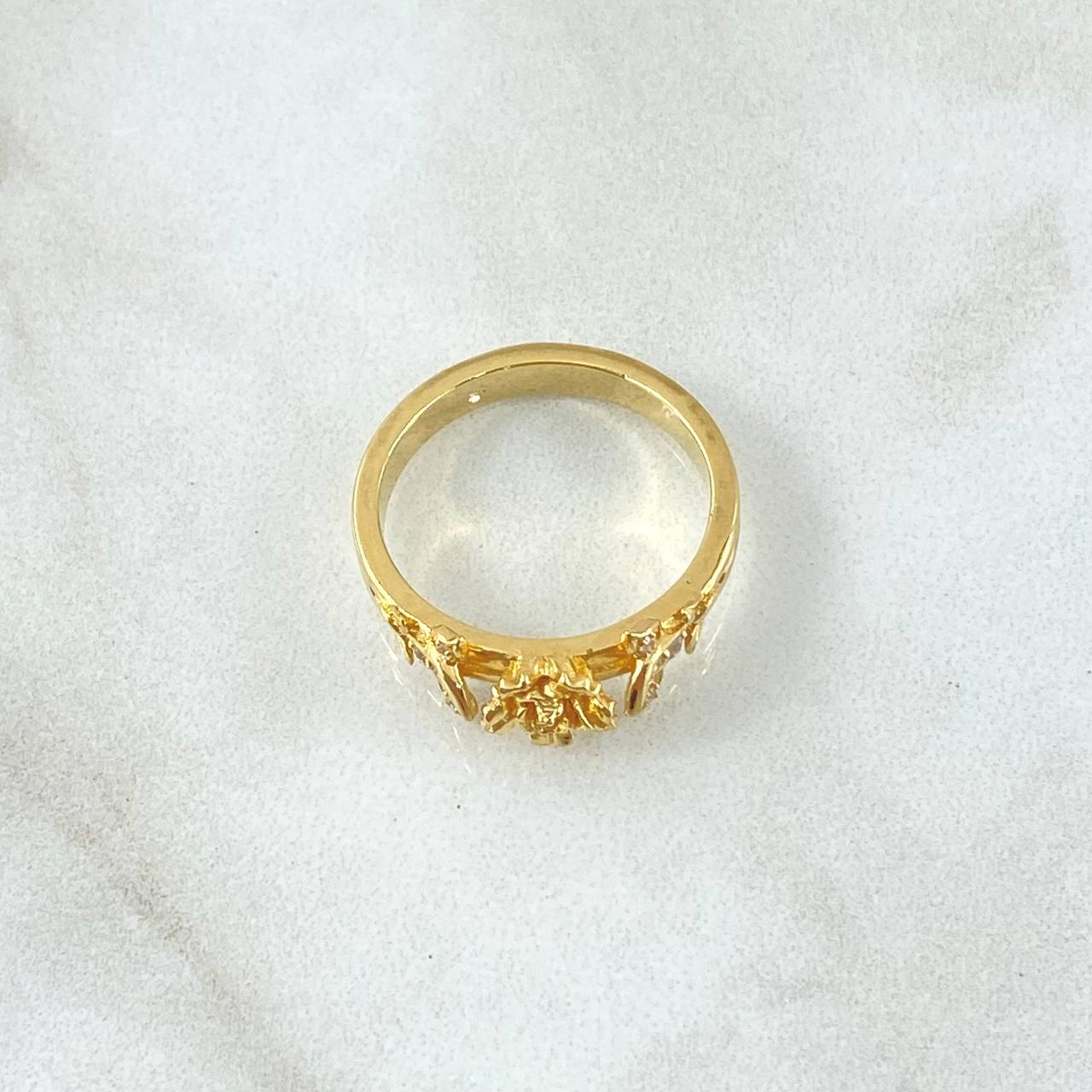 Anillo Ramilleta de Rosas 4.25gr / T5 1/2 / Circones Blancos Oro Amarillo 18K