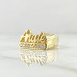 Anillo Nombre ANGIE 5.4gr / T6 1/2 / Circones Blancos Oro Amarillo 18K