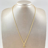 Set Cadena Lazo 1gr / 50cm / 1.2mm + Dije Angel de la Guarda 0.45gr / 1.5cm Circulo Mate 1.45gr Oro Amarillo 18K (Oferta)