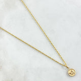 Set Cadena Lazo 1gr / 50cm / 1.2mm + Dije Angel de la Guarda 0.45gr / 1.5cm Circulo Mate 1.45gr Oro Amarillo 18K (Oferta)