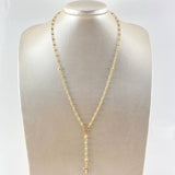 Rosario Virgen Milagrosa 6.4gr / 50cm-3mm-4mm Cruz Cristo Puntas Floreadas Oro Amarillo 18K