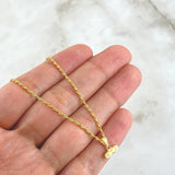 Set Cadena Lazo 1gr / 50cm / 1.2mm + Dije Ojos Santa Lucia 0.35gr / 1.1cm Mate 1.35gr Oro Amarillo 18K (Oferta) *