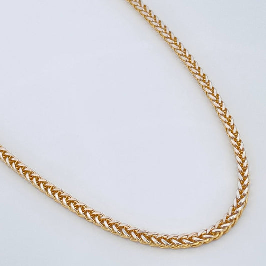 Cadena Franco 5.5gr / 60cm / Dos Oros Amarillo Blanco +3 18K +