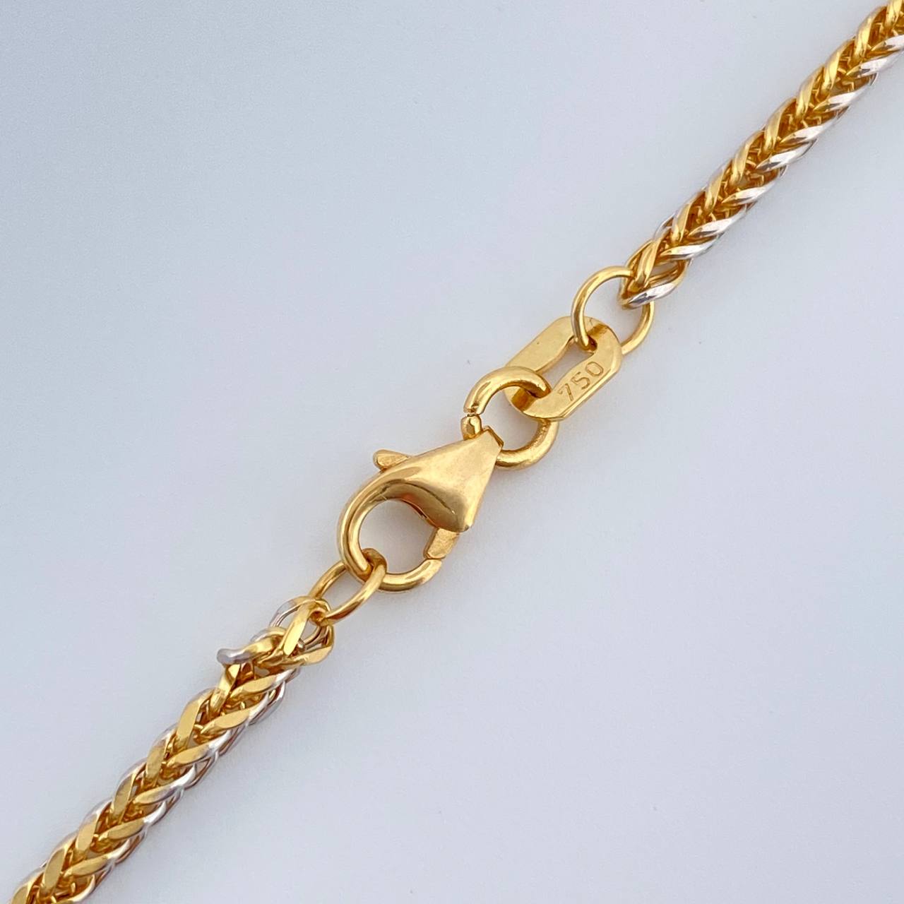 Cadena Franco 5.5gr / 60cm / Dos Oros Amarillo Blanco +3 18K +