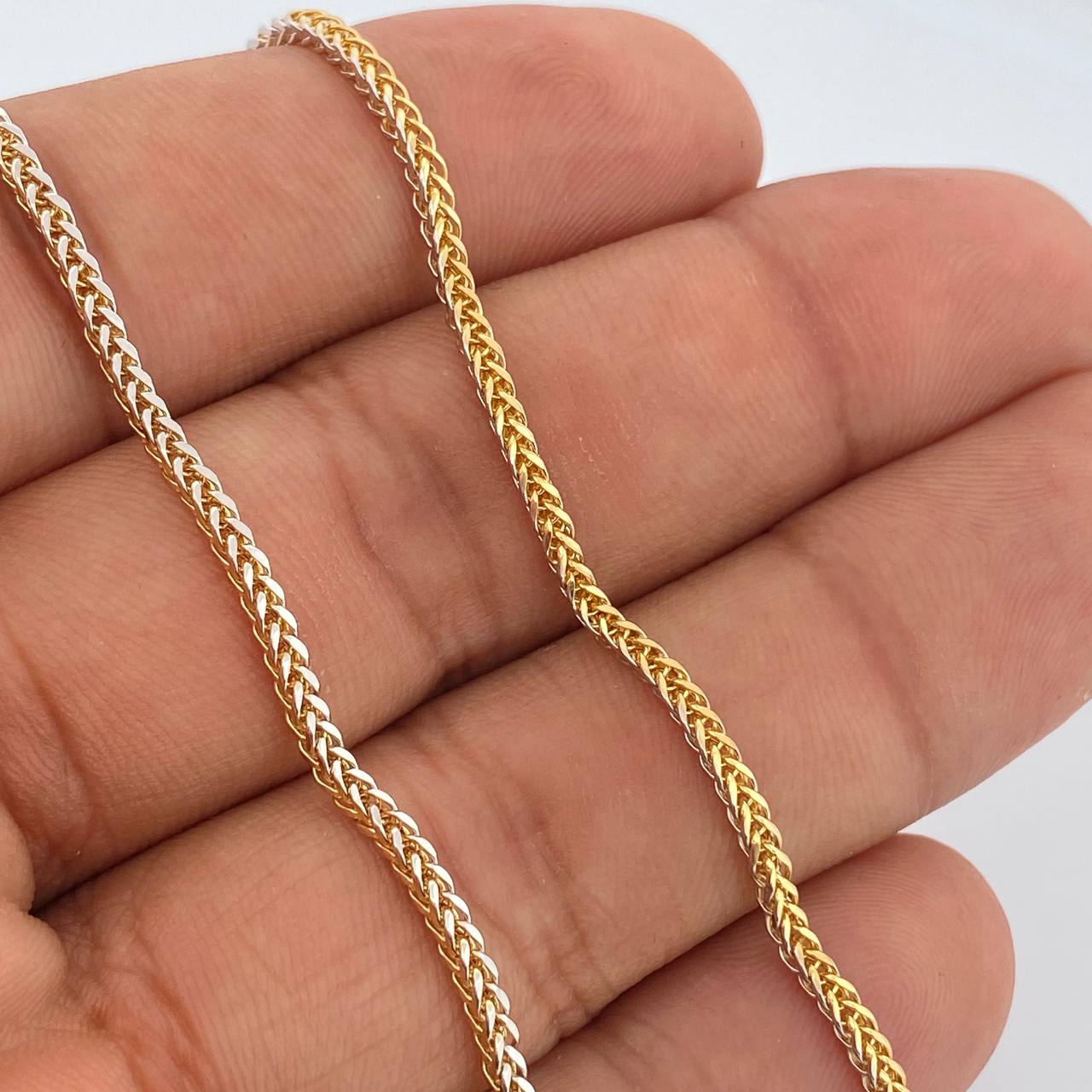 Cadena Franco 5.5gr / 60cm / Dos Oros Amarillo Blanco +3 18K +