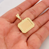 Dije Placa Rectangular Marco Bordeado 1.05g / 2.5cm Oro Amarillo 18K