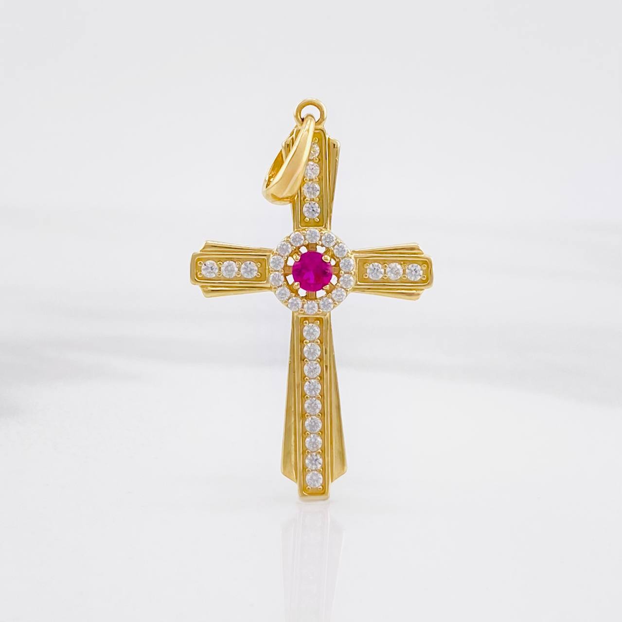 Dije Cruz Halo Central 3.9g / 4.1cm Oro Amarillo 18K