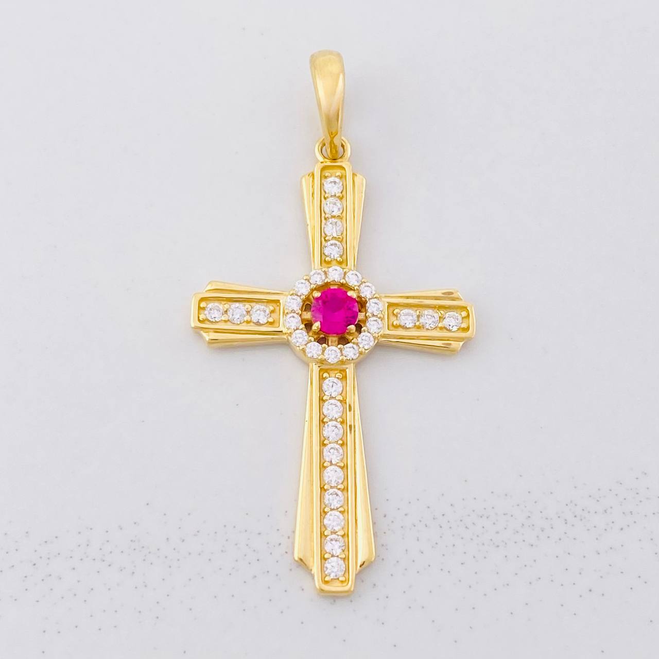 Dije Cruz Halo Central 3.9g / 4.1cm Oro Amarillo 18K