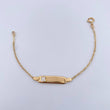 Pulso Bebé Aro Seguido 1.4gr / 14.2cm / Placa Rectangular Curva Trebol Blanco Oro Amarillo 18K &