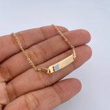 Pulso Bebe Aro Seguido 1.5gr / 15.1cm / Placa Rectangular Curva Trebol Azul Oro Amarillo 18K &
