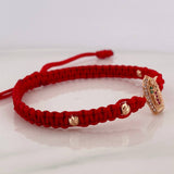 Pulsera Tejida Roja Virgen Guadalupe Oro Rosa 18K