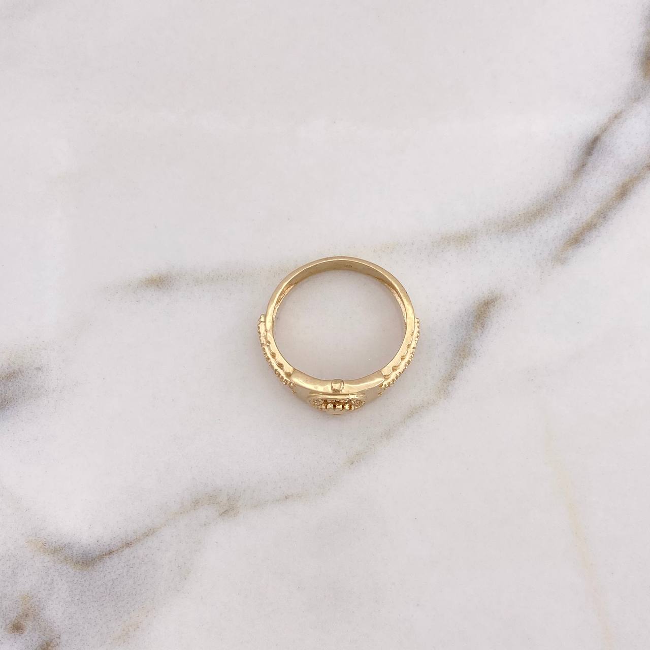 Anillo Correa Corona RX 4.1gr / T7 1/2 / Circones Blancos Oro Amarillo 18K #