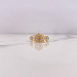 Anillo Correa Corona RX 4.15gr / T7 1/2 / Circones Blancos Dos Oros Amarillo Blanco 18K #