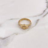 Anillo Correa Corona RX 4.15gr / T7 1/2 / Circones Blancos Dos Oros Amarillo Blanco 18K #