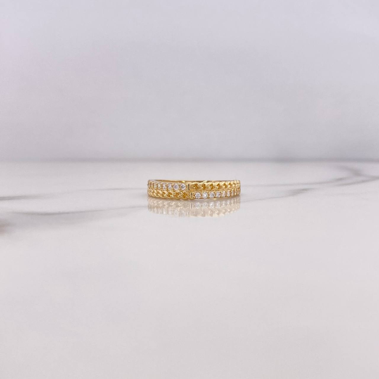 Anillo Cubano Churumbela 2.55gr / T7 1/2 / Circones Blancos Oro Amarillo 18K $